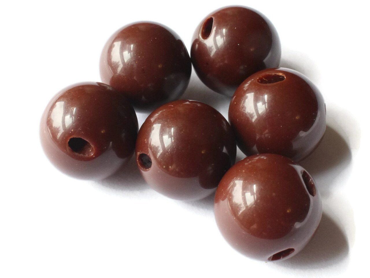 6 16mm 5/8 Inch Brown Ball Buttons Round Vintage Lucite Buttons